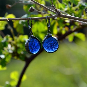 dangle earrings, DEEP BLUE EYES, navy blue earrings bohemian earrings dangling earrings coctail earrings retro jewerly tiny drop earrings image 2