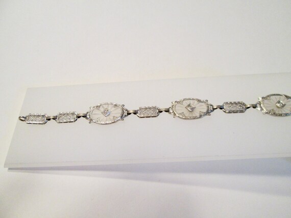 Vintage 14k White Gold Diamond Bracelet - image 3
