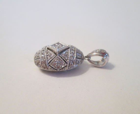 18k White Gold and Diamond Egg Pendant - image 4