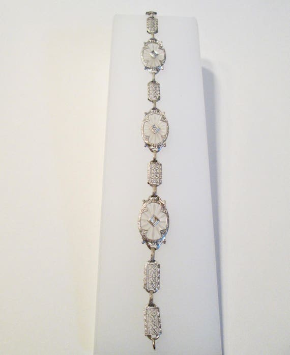 Vintage 14k White Gold Diamond Bracelet - image 5