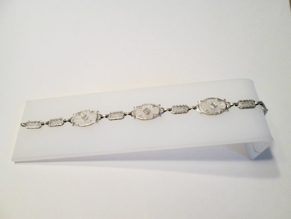 Vintage 14k White Gold Diamond Bracelet - image 1
