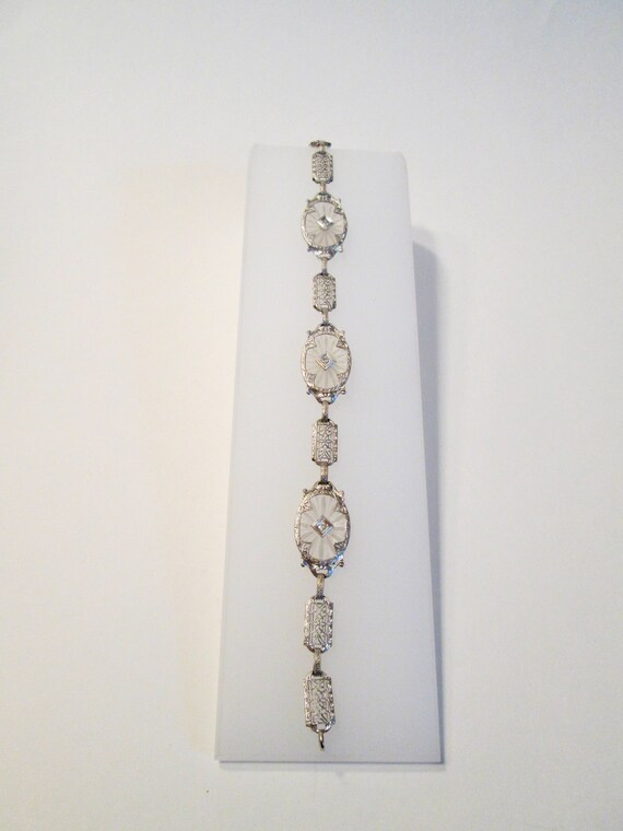 Vintage 14k White Gold Diamond Bracelet - image 4