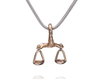 LIBRA - 14K Gold Pendant on a Silver Necklace - Zodiac jewelry - Zodiac Necklace - Astrology symbols - Art Jewelry - Hand made gold jewelry