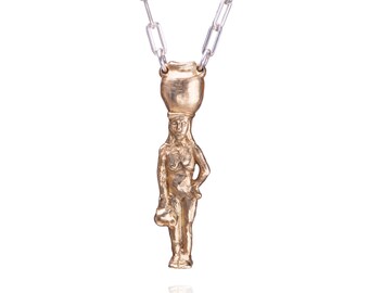AQUARIUS - 14K Gold Pendant on a Silver Necklace - Zodiac jewelry - Zodiac Necklace - Astrology symbols - Art Jewelry - Hand made jewelry