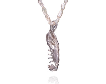 CANCER - Silver Pendant & Natural Pearls Necklace - Zodiac jewelry - Zodiac Necklace - Astrology symbols - Art Jewelry - Hand sculpted