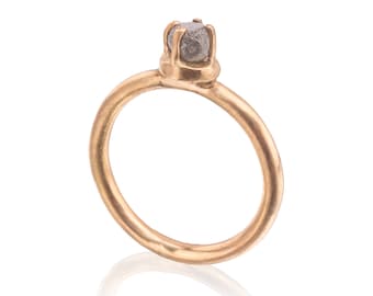 Raw Diamond Engagement Ring #1 - Gold & Rough Diamond, Unique engagement ring, Solid gold and diamond ring, hand made gold jewelry, 14k gold