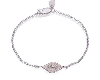 Silver Eye Bracelet- sterling silver Eye, Silver Amulet, Protection jewelry, Evil eye jewelry, Amulets jewelry, Hand made Jewelry art