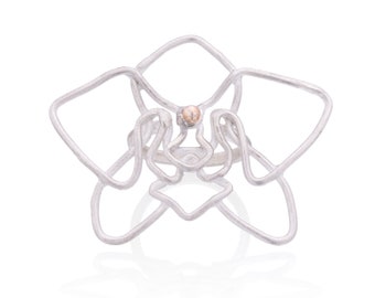 Orchid Ring - Silver & 14k Gold - Flower Ring - Statement Ring, flower jewelry, botanical jewelry, silver orchids, silver flowers, bridal