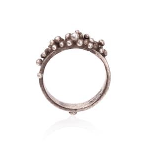Second Silver Balls Ring - Organic Ring, Biological Ring, Artistic Ring, Ball, Black Silver, Stackable, Handmade Jewelry, Sterling Silver