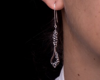Silver Balls Earrings #2 -  Cluster Earrings, Organic, Asymmetrical Earrings, Single Earring,  Dangle and Stud Earrings, Rough, Rocker