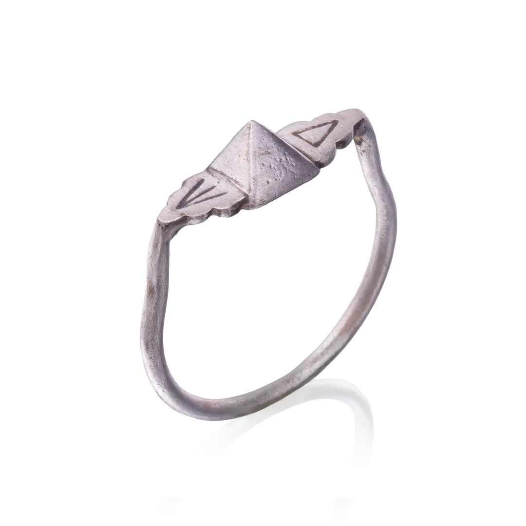 Silver Pyramid Engraved Ring - Egyptian Ring, Tribal Ring, Handmade ...