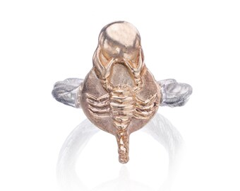 SCORPIO - 14K Gold and Silver Ring - Zodiac jewelry - Zodiac Rings - Astrology symbols - Art Jewelry - Hand made Jewelry - Hand Sculpted