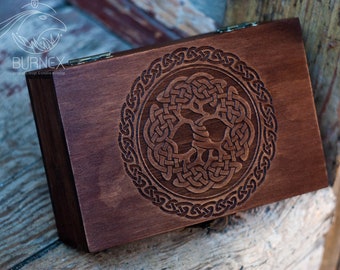 Wooden engraved Tarot box | custom tarot box | pyrography deck box