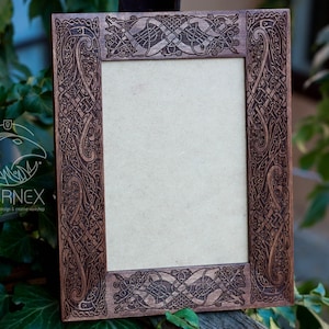 Wooden photoframe with celtic ornament | Photo frame with window 16.5x11.5 cm | photo frame | picture frame