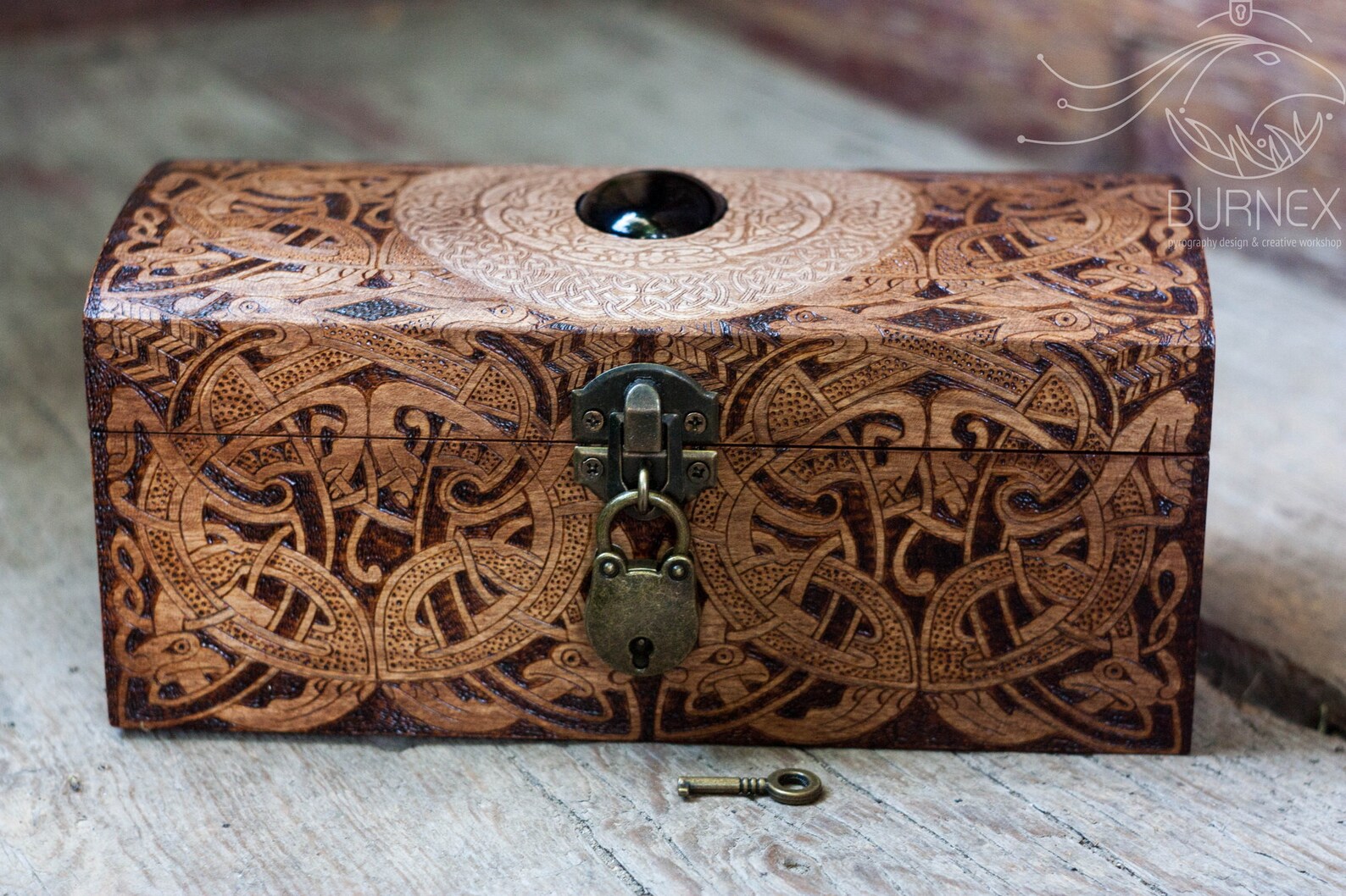 Vintage wooden celtic jewelry box custom engraved box Etsy