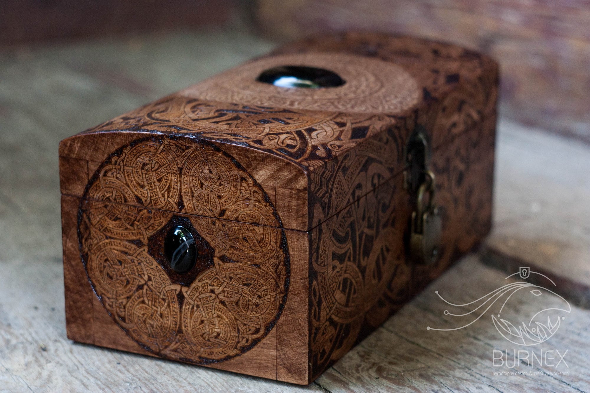 Vintage wooden celtic jewelry box custom engraved box Etsy