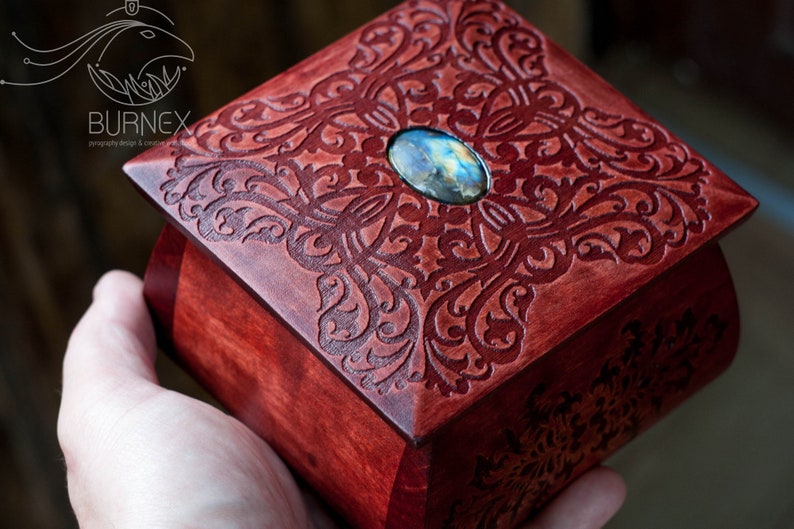 Wooden beautiful vintage jewelry box custom keepsake box box for rings image 4