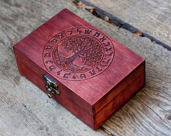 Wooden Tarot Box - engraved  custom box, divination