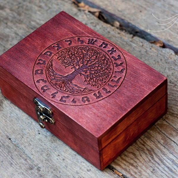 Houten Tarot Box - gegraveerde aangepaste doos, waarzeggerij