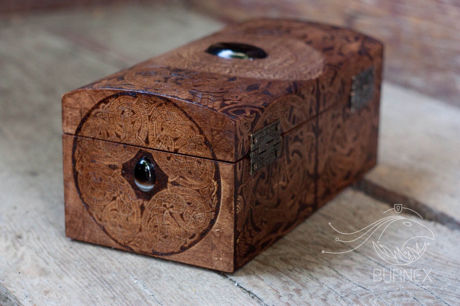 Vintage wooden celtic jewelry box custom engraved box Etsy