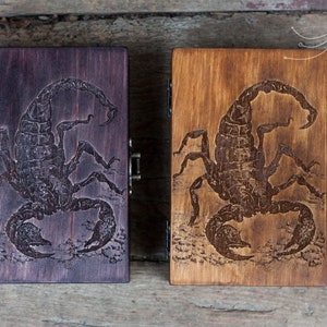 Houten Tarot schorpioendoos | aangepaste tarotdoos | vintage sieradendoosje | aangepaste aandenkendoos | doos voor kaarten, doos voor kaartspel