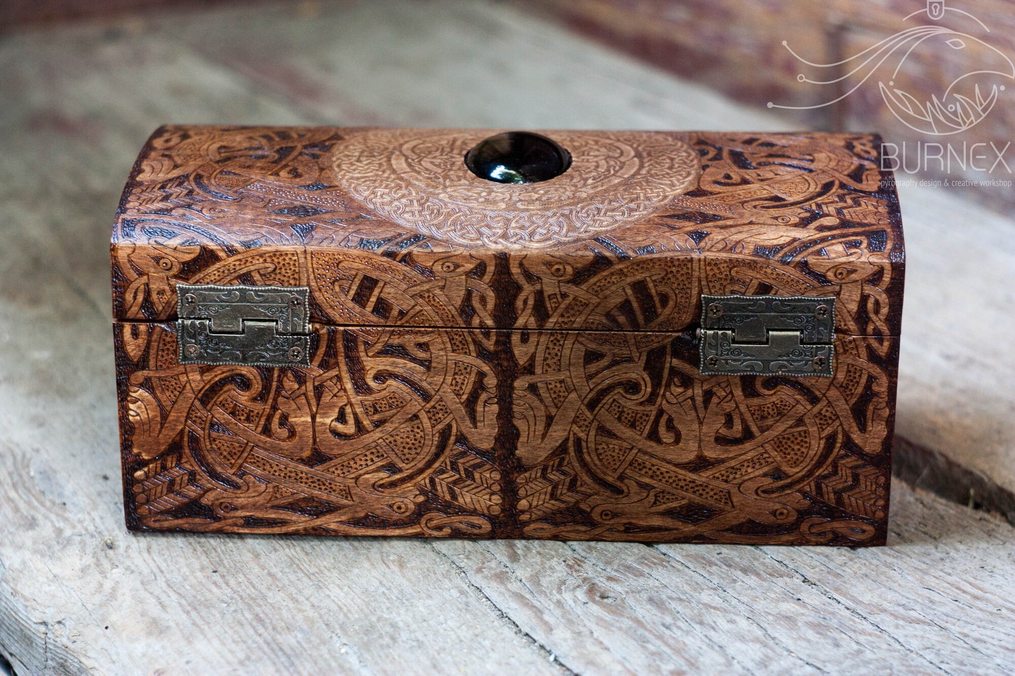 Vintage wooden celtic jewelry box custom engraved box Etsy