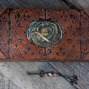 Big crafted wooden vintage jewelry box | wooden chest | celtic box | custom engraved wooden box | keepsake box