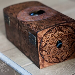 Vintage wooden celtic jewelry box custom engraved box craft work wooden chest 画像 7