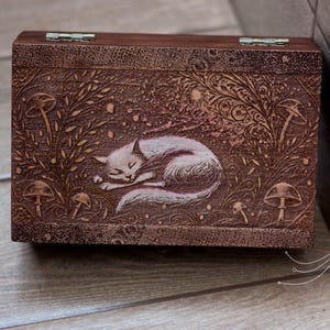Schöne Katzen-Tarot-Box | gravierte Holzbox | individuelle vintage Schmuckschatulle | Tarot Box | Erinnerungsbox