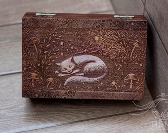 Scatola portagioie in legno a tema gatto, stile vintage.