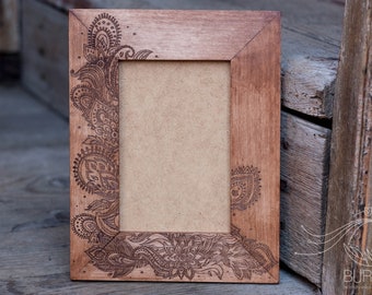 Mehendi Decor Wooden Photo Frame: Personalized  Engraved Picture Frame