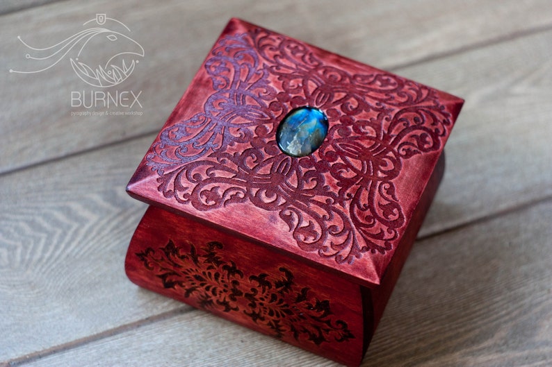 Wooden beautiful vintage jewelry box custom keepsake box box for rings image 1