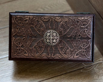 Celt metal shield | Vintage celtic chest | wooden jewelry box | rustic design box