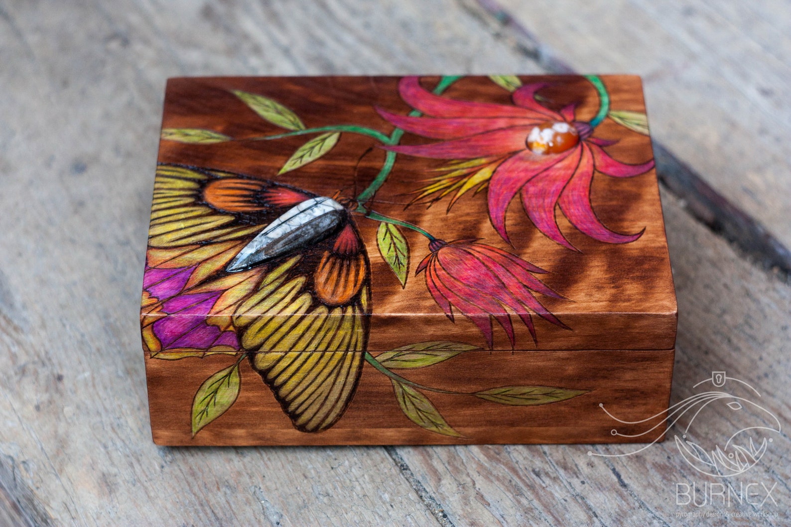 Beautiful butterfly box engraved wooden box custom vintage Etsy
