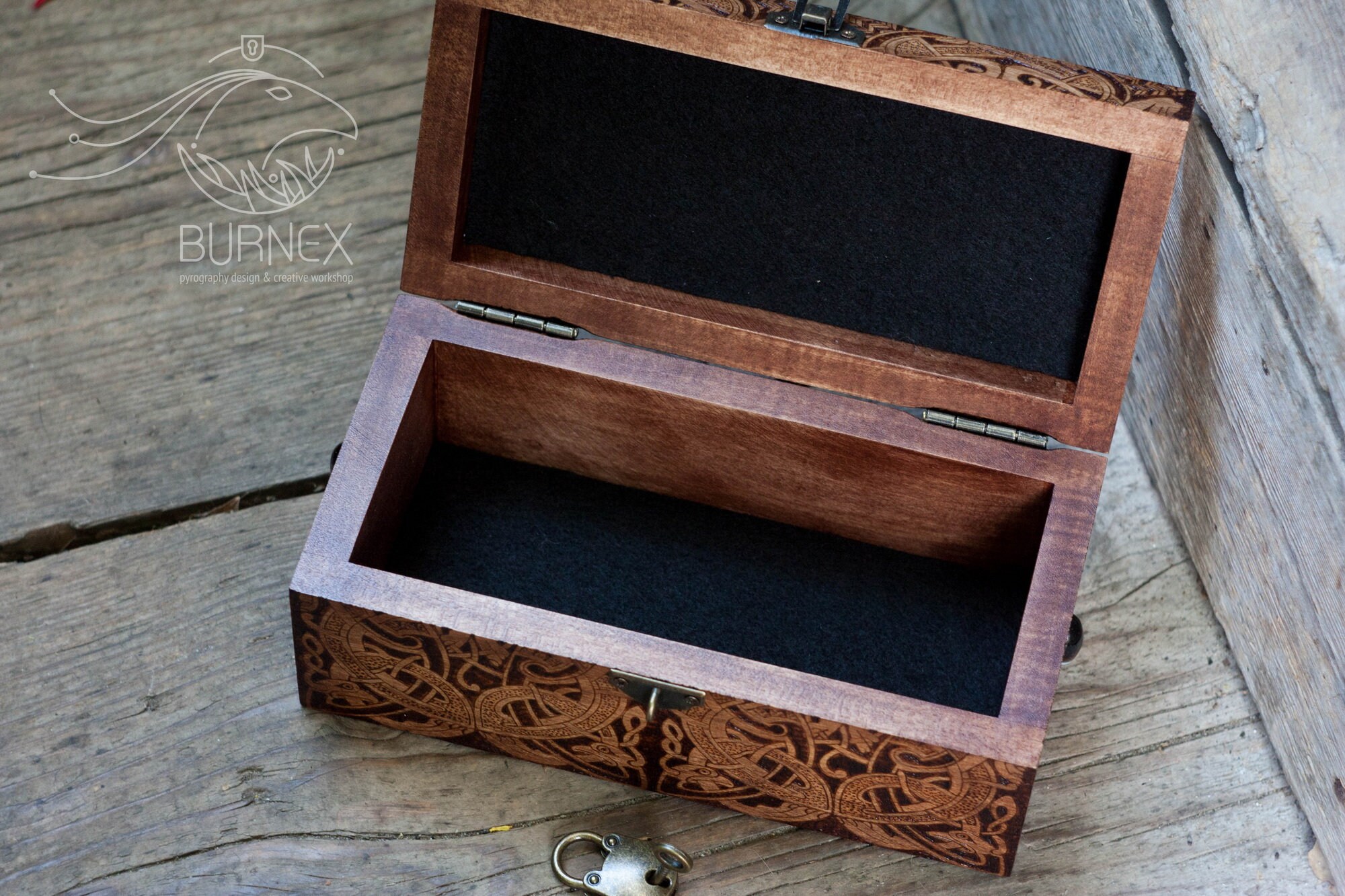 Vintage wooden celtic jewelry box custom engraved box Etsy