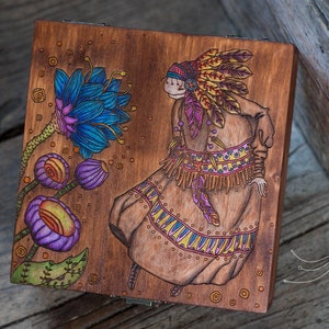 Unieke houten mooie kist | veld nimf | tarotbox | op maat vintage sieraden doos | aangepaste aandenken doos | doos voor kaarten, doos voor deck