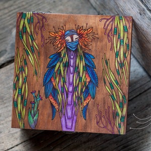 Unieke houten mooie kist | bosnimf | tarotbox | op maat vintage sieraden doos | aangepaste aandenken doos | doos voor kaarten, doos voor deck