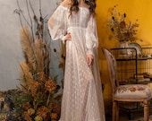 Bohemian Wedding gown from soft Lace , Hippie style dress, Romantic and Dreamy Wedding Dress