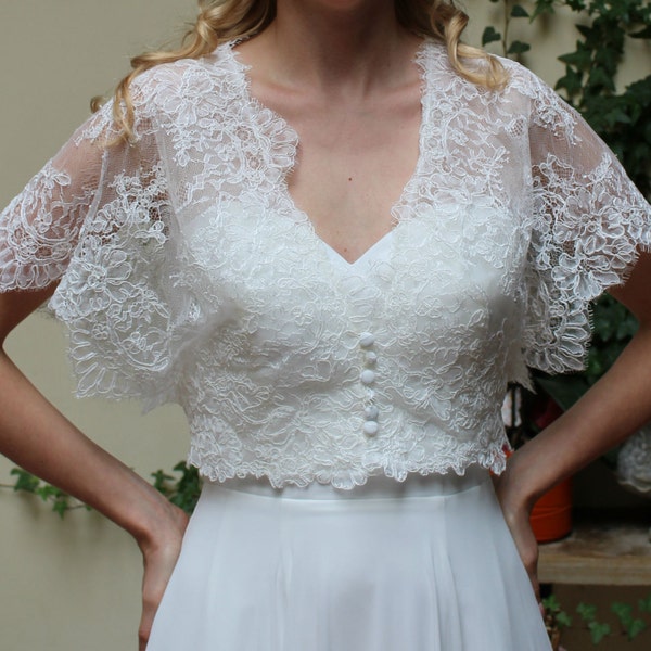 Wedding lace bolero, Jacket Bridal short sleeve Romantic bolero. Made by order