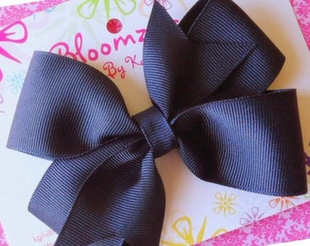 Girls 3 Inch Handmade Navy Blue Hair Bow