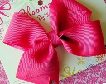 Girls 3 Inch Handmade Dark Pink Hair Bow