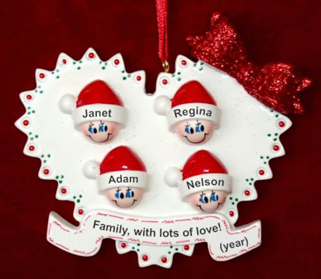 Personalized Family Christmas Ornament Loving Heart for 4 Etsy