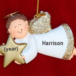 Personalized Angel Christmas Ornament Brunette Male