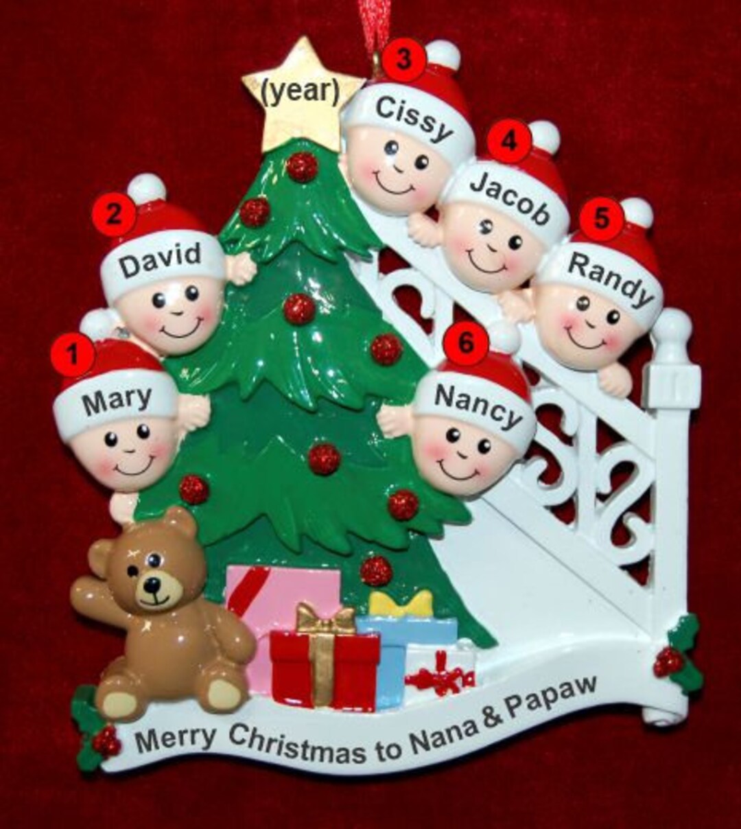 Personalized Grandparents Christmas Ornament 6 Grandkids Ready Etsy
