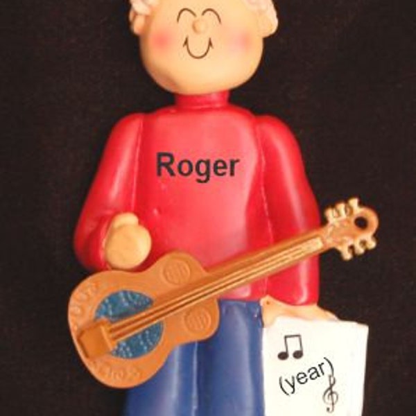 Personalized Acoustic Guitar Christmas Ornament Virtuoso Blond Male