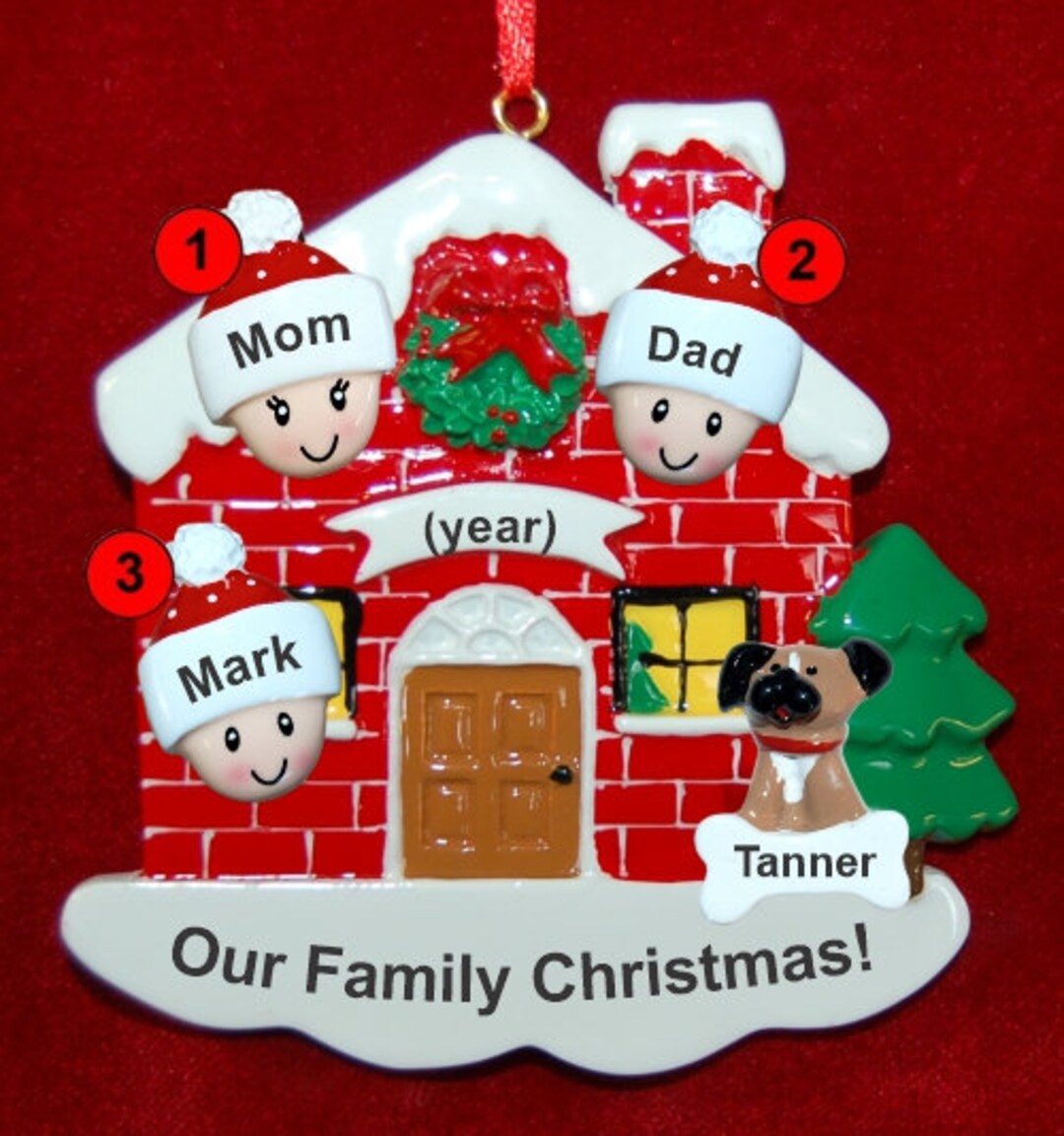Personalized Family of 3 Ornament Home for the Holidays With 1 Etsy