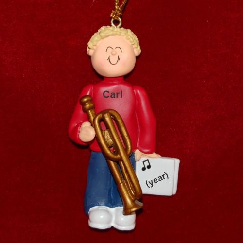 Personalized Trombone Christmas Ornament Virtuoso Blond Male