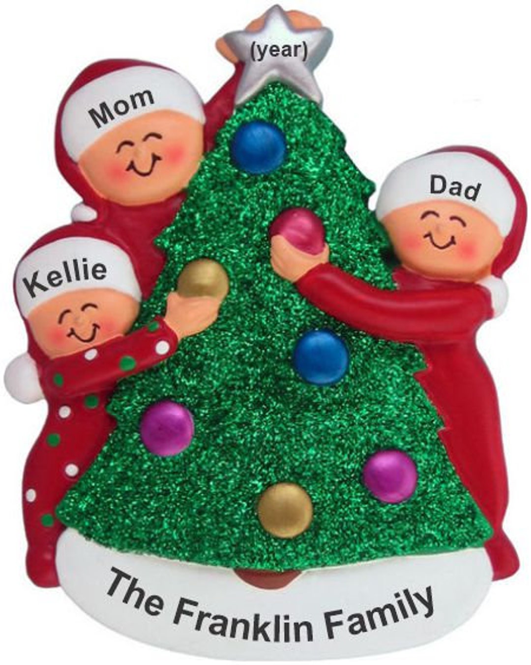 Personalized Family of 3 Ornament for Three Etsy