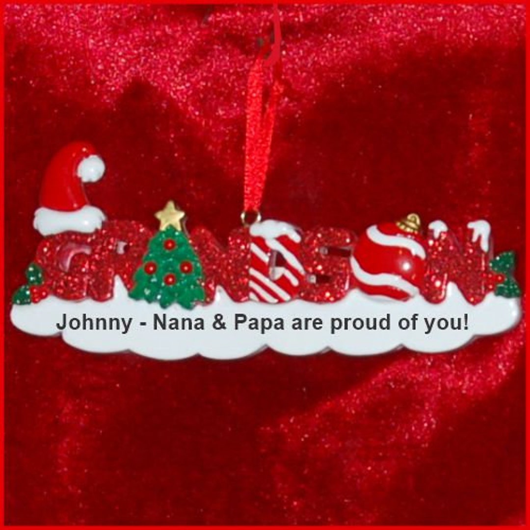 Personalized Grandson Christmas Ornament Etsy