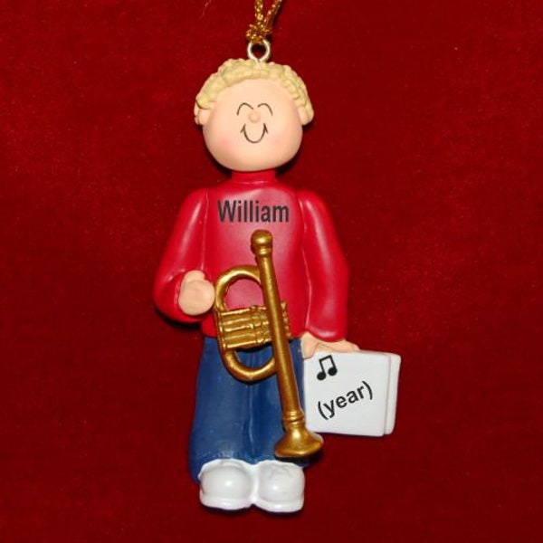Personalized Trumpet Christmas Ornament Virtuoso Blond Male